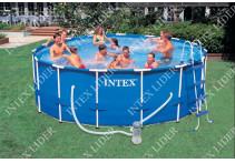 28242 Каркасный бассейн круглый INTEX Metal Frame 457х122+фильтр-насос картр. 3785 л/ч